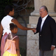 First Lady Michelle Obama meets King Juan Carlos of Spain.